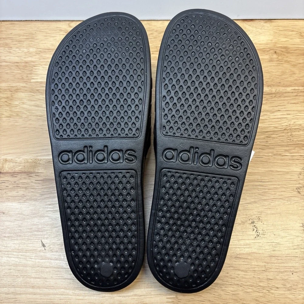 Adidas Adilette Aqua Slides 3 Stripe Black Mens Size 11 Womens 12 New In Box